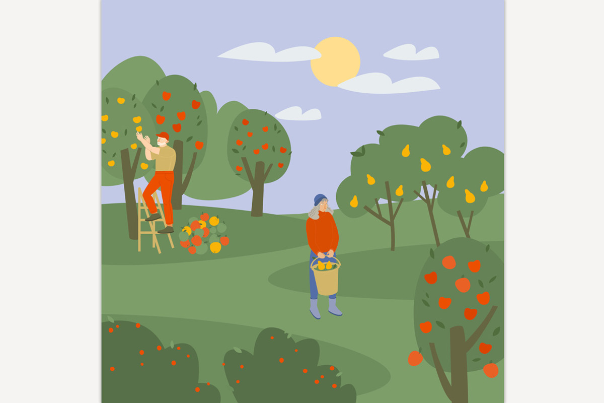 Farm Scenes, a Person Illustration by Anna's Shop