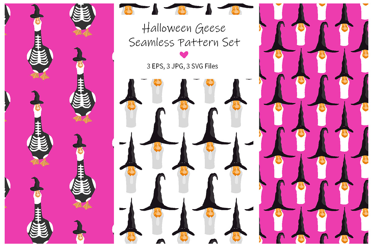 Halloween Geese Seamless Patterns, a Pattern Graphic by Toltemara (Photo 1 of 3)