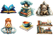 Reading Books Clipart, an Illustration by Watercolor design (Thumbnail 4 of 4)