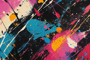 Abstract Colorful Paint Splatter Art, a Photo by Pixeness Studio