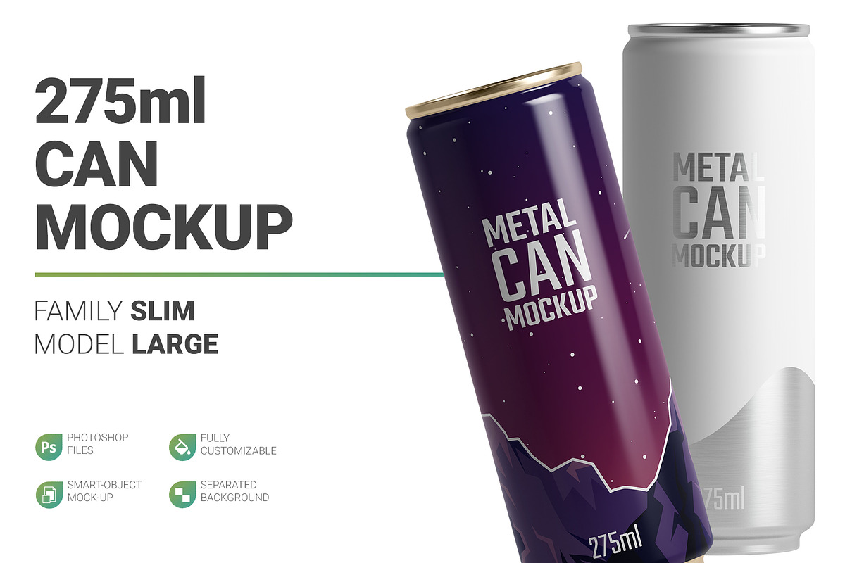 275ml Slim Can Mockup, a Packaging Mockup by AY Mock-Ups (Photo 1 of 10)
