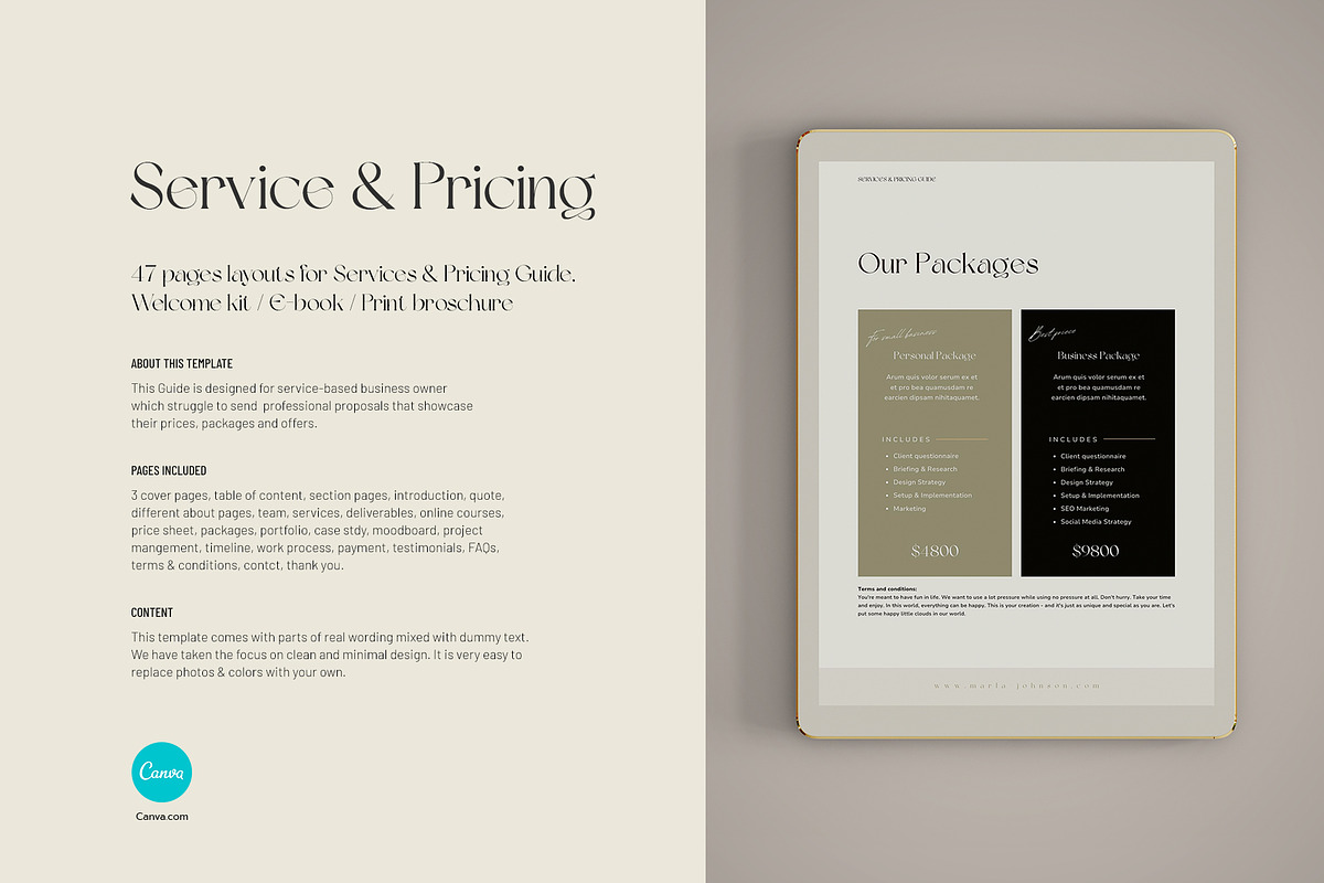 Services and Pricing Guide CANVA, a Brochure Template by Imagination Area (Photo 8 of 9)