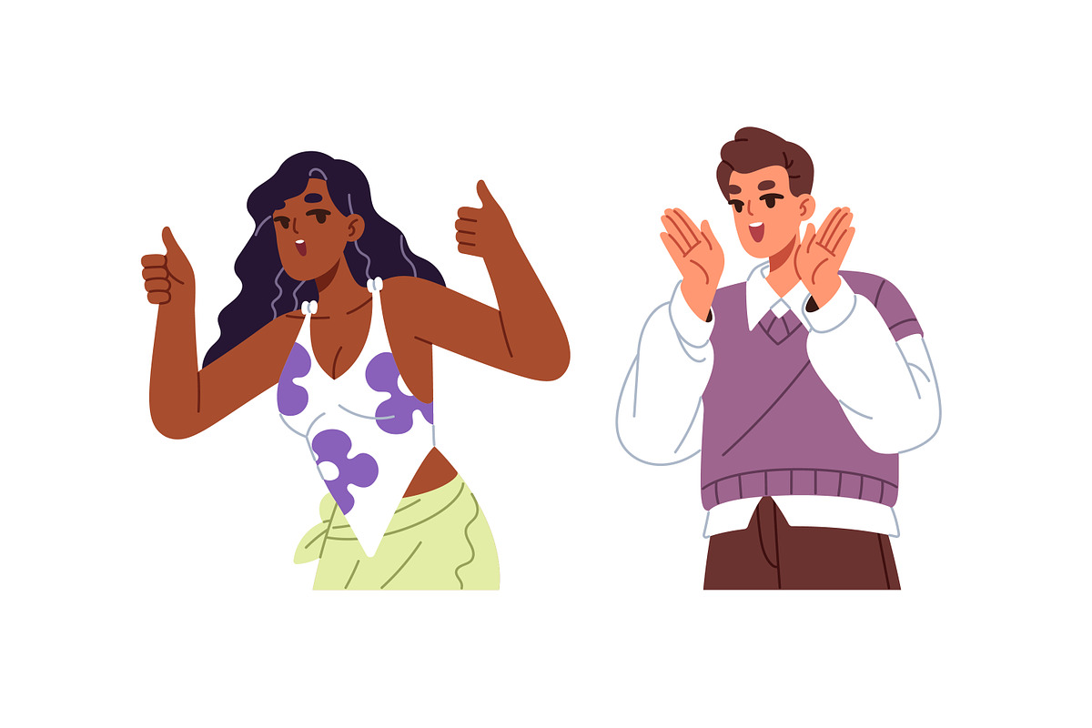 People communicate with gestures set, a Person Illustration by PaperTrident (Photo 9 of 11)