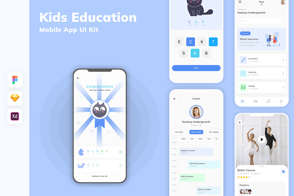 Kids Education Mobile App UI Kit, an UI Kit Template by uicube