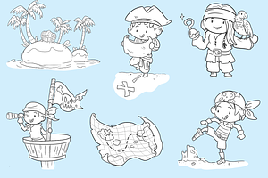 Playful Pirates Digital Stamps