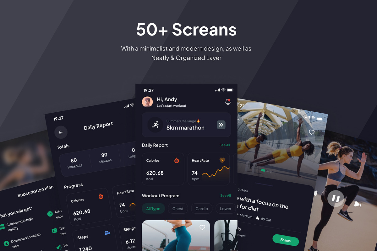 Fitnesly - Workout UI KIts App, an UI Kit Template by Minialis (Photo 4 of 6)