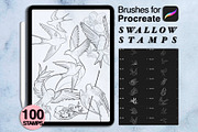 100 procreate swallow stamps, a Brush Add-On by Arts For Peace (Thumbnail 2 of 9)