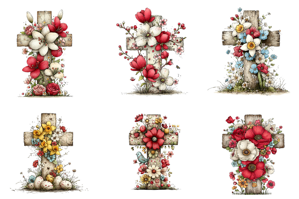 Floral Easter Cross Clipart, an Illustration by CreationArt (Photo 6 of 6)