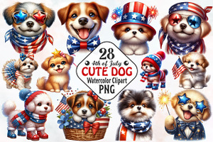 4th of July Cute Dog Sublimation, a Seasonal Illustration by RobertsArt