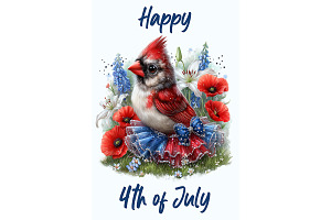Cardinal Bird Patriotic Wall Art, an Animal Illustration by Art Paradise Studios
