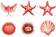 Red Ocean Animals Clipart, an Illustration by DreamArtGraphic (Thumbnail 2 of 4)