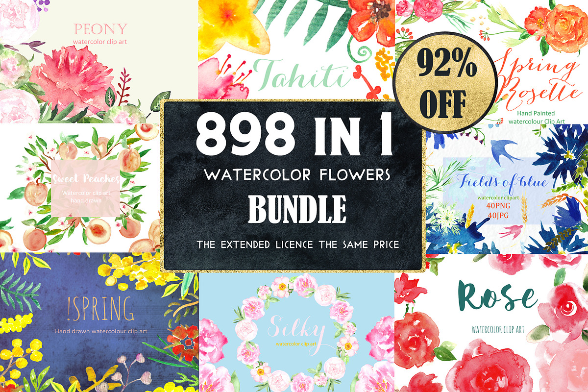 92% OFF Watercolor flowers BUNDLE, a Work Illustration by LABFcreations (Photo 6 of 8)