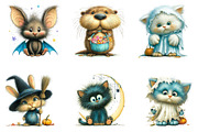 Halloween Animals Watercolor, a Seasonal Illustration by CreationArt (Thumbnail 4 of 5)