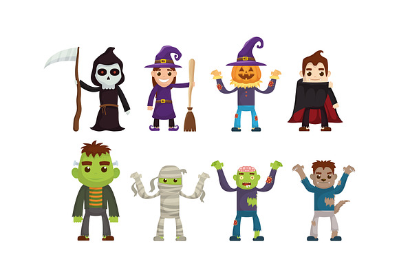 Cute Halloween Characters Set preview 2