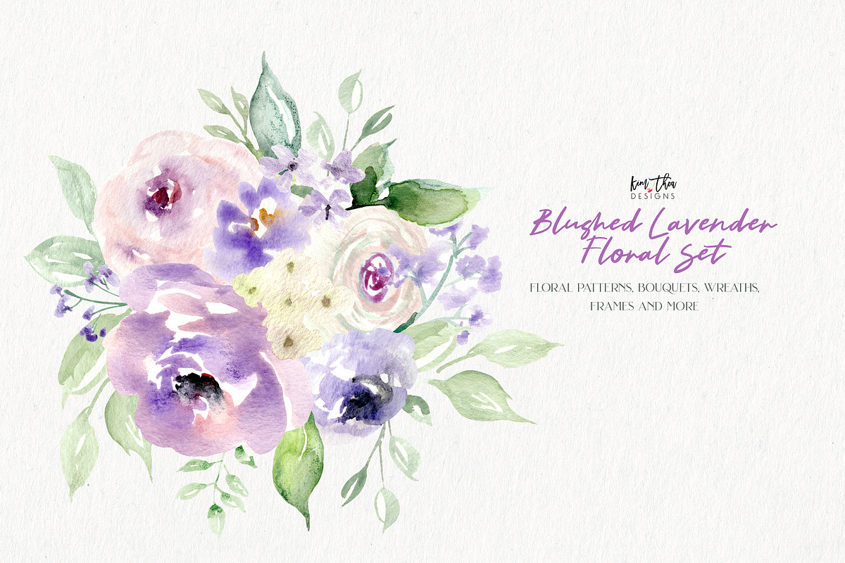 Blushed Lavender Floral Set, an Illustration by Kim Thoa Designs (Photo 1 of 10)