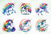 Rainbow Unicorn Clipart Bundle, an Illustration by Creative Art (Thumbnail 3 of 6)