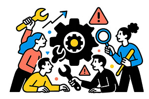 Team members collaborating on a, an Illustration by ZinetroN