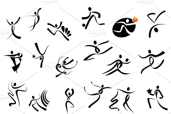 Sportsman and dancer human icons preview 2
