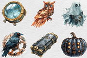 Steampunk Halloween Clipart Bundle, an Illustration by Black Bird Studio (Thumbnail 5 of 6)