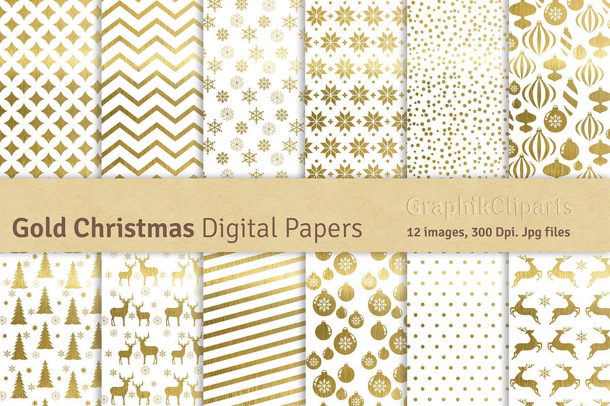 Gold Christmas Digital Papers