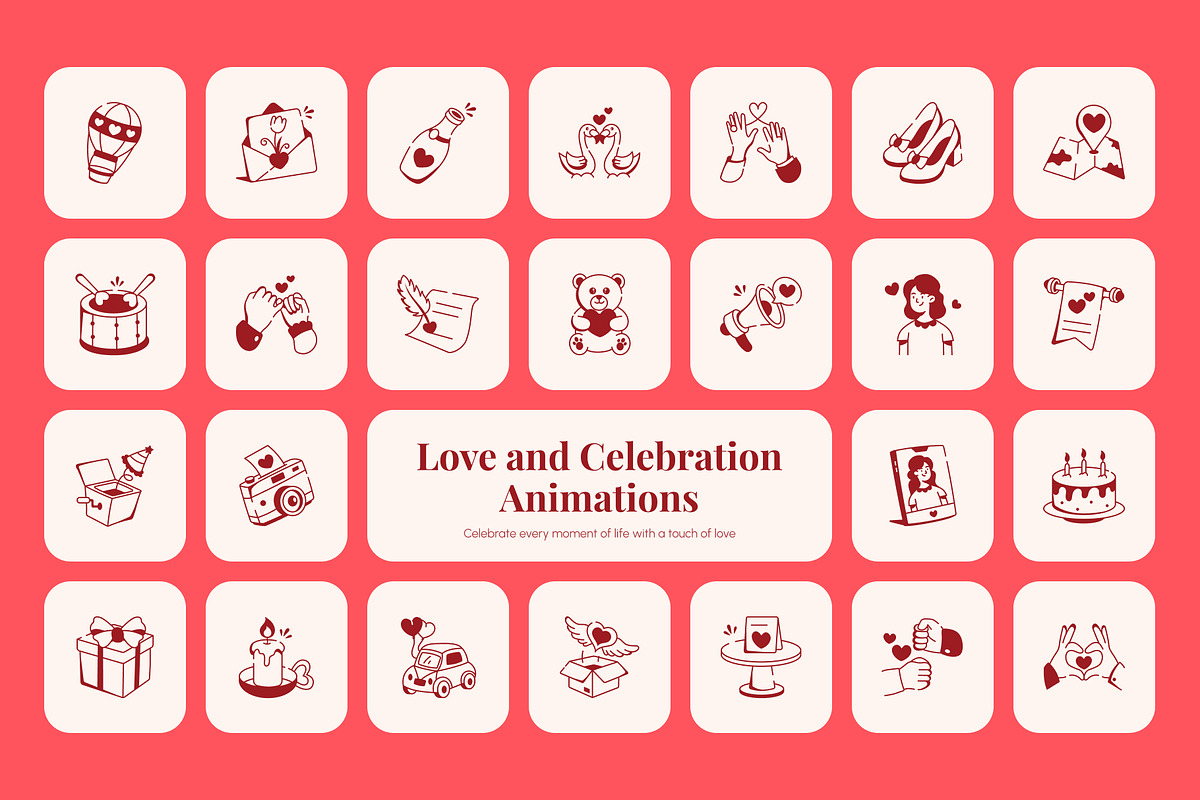 Animated Love and Celebration Icons, an Outline Icon by Prosymbols (Photo 1 of 7)