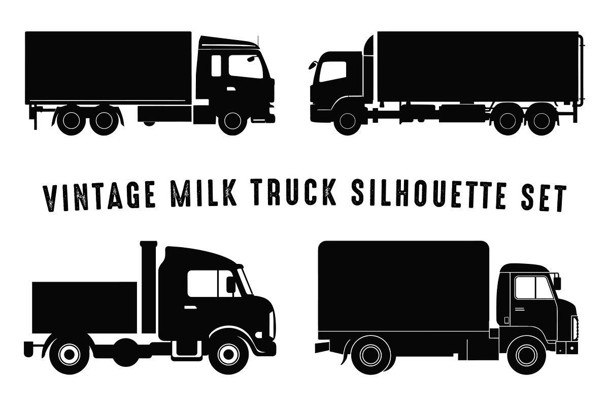 Vintage Milk Truck Silhouette Set, a Transportation Illustration by Gfx Expert Team (Photo 2 of 3)