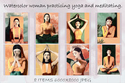 Watercolor woman practicing yoga, an Illustration by SketchArtStudio (Thumbnail 1 of 5)