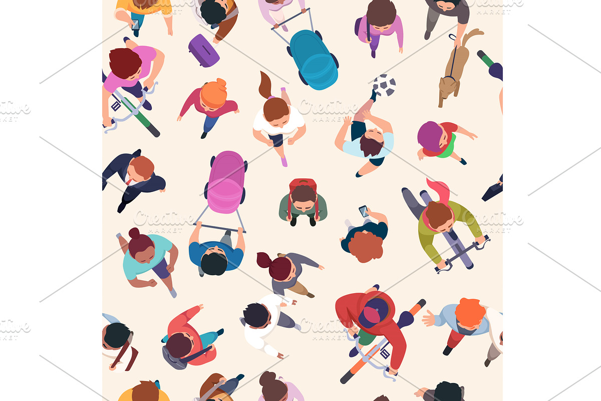 Walking people pattern. Characters, a Background Graphic by Onyx ...