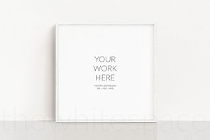 Minimalist White Square Frame Mockup, a Print Template by The White Space Co.