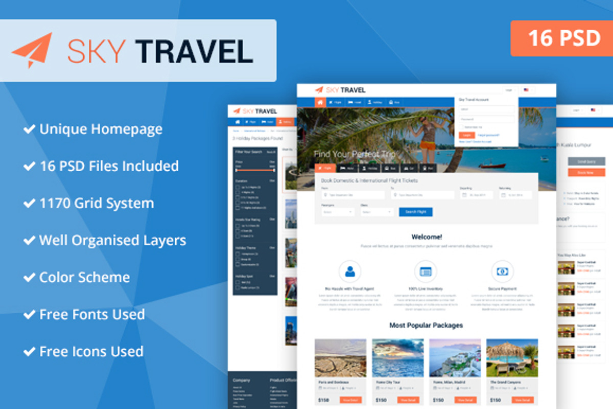Sky Travel PSD Website Template, a Websites & App Template by WebbyTemplates (Photo 1 of 17)