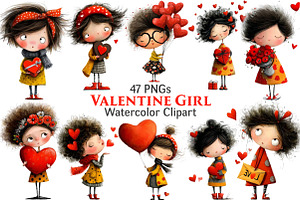 Valentine Girl Clipart, an Illustration by Pixels.Craft