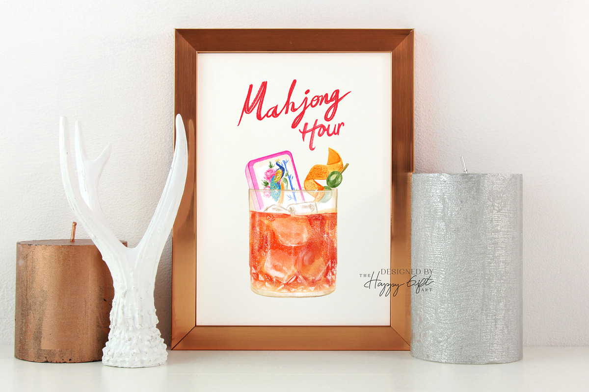 Aperitivo Mahjong Cocktails, a Food Illustration by TheHappyGiftArt (Photo 8 of 10)