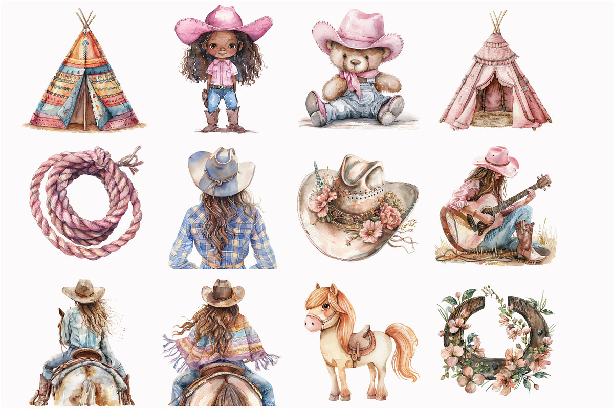 Pink Cowgirl Clipart, an Illustration by Design Market (Photo 2 of 5)