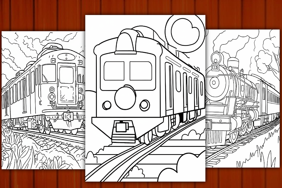 165 Cute Train Coloring Pages Vo2, a Transportation Illustration by BrandlyTemplate (Photo 3 of 4)
