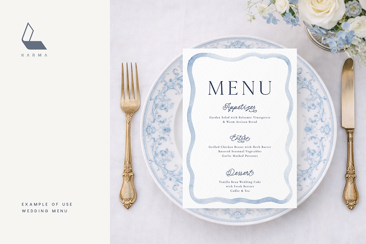 Dusty Blue Floral Wedding Set, an Illustration by Karma (Photo 4 of 16)