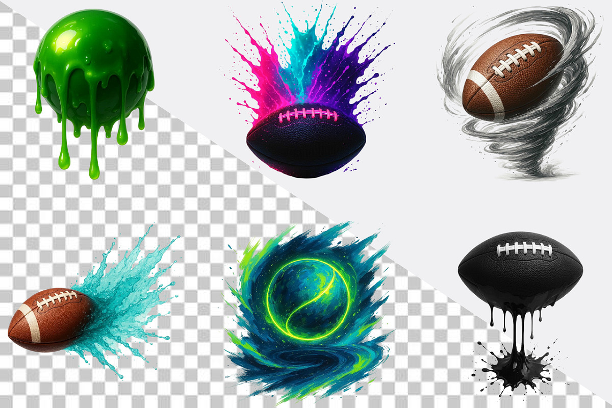 Splash American Football Ball Clipar, an Illustration by SVGArt (Photo 2 of 8)