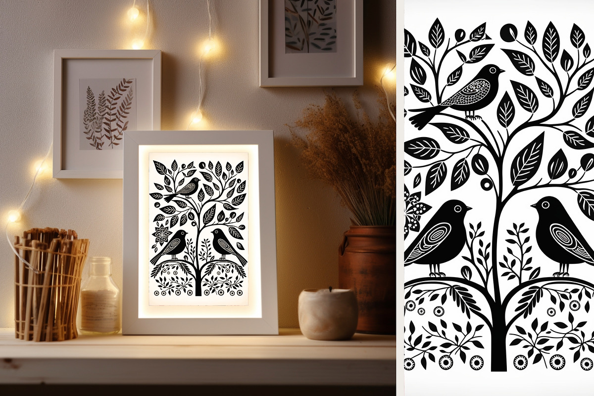 15 folk black bird wall art print, a Decorative Illustration by ARTOZEN DIGITAL (Photo 4 of 12)