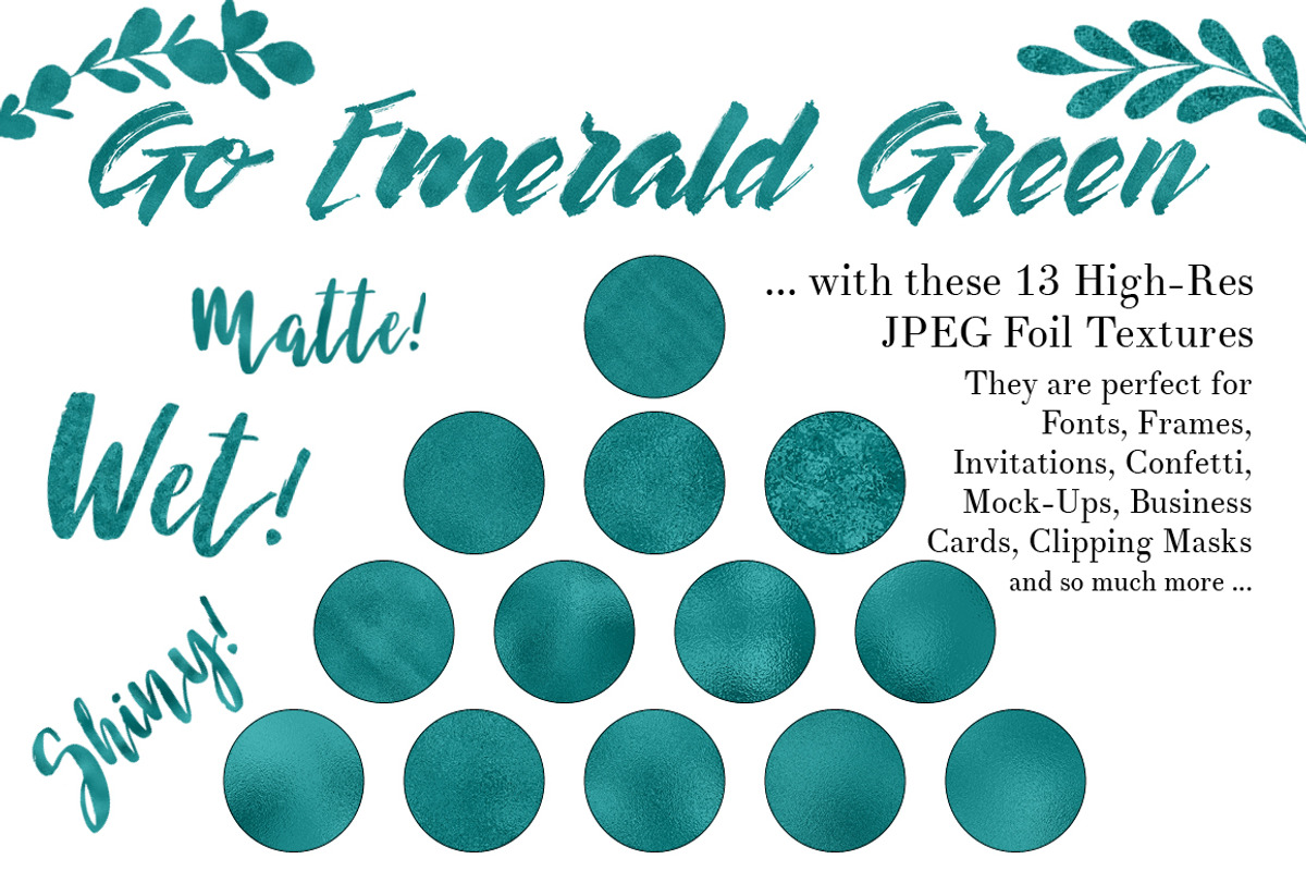 Emerald Green Foil Textures, a Texture Graphic by U + Me Studio (Photo 2 of 3)