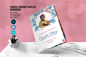 Floral Funeral Program Template, a Brochure Template by retrographix