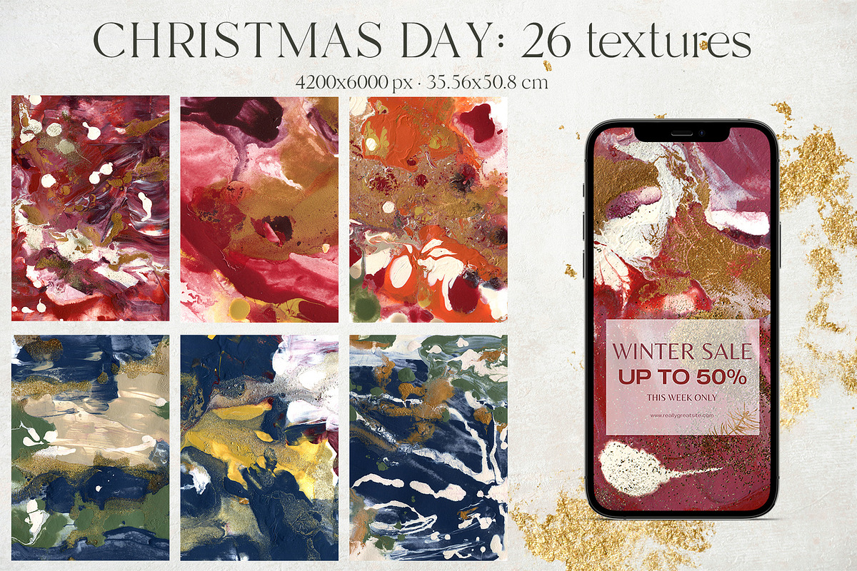 Christmas day flowers backgrounds, a Seasonal Illustration by Yuliya Derbisheva (Photo 11 of 20)