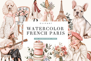 Watercolor French Paris Clipart
