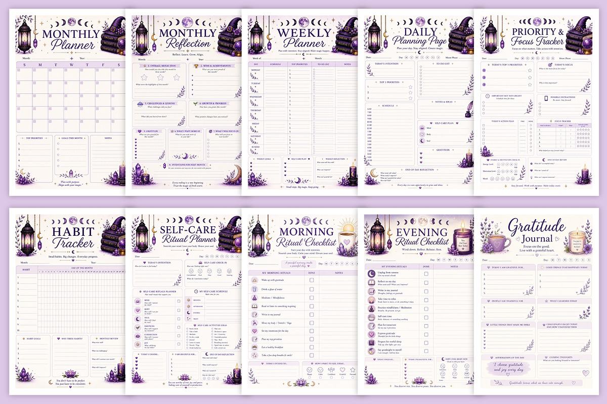 2027 Mystic Witch Planner & Workbook, a Stationery Template by Designmela01 (Photo 3 of 6)