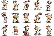 Whimsical Valentine Cow Clipart, an Illustration by Designking (Thumbnail 3 of 5)