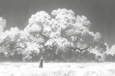 woman in a field near a tree, a Photo by Pictures for you!!!!!!!!!