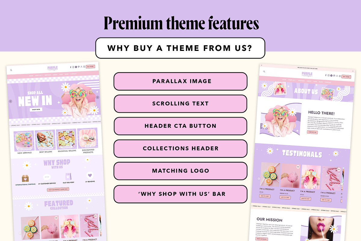 Purple Retro Shopify Theme Bundle, a Shopify Template by Template Twist Shop (Photo 5 of 9)