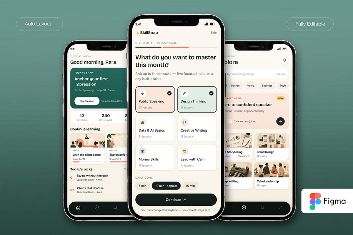 Microlearning Mobile App UI Kit, an UI Kit Template by Pitchlook.Studio (Photo 2 of 4)