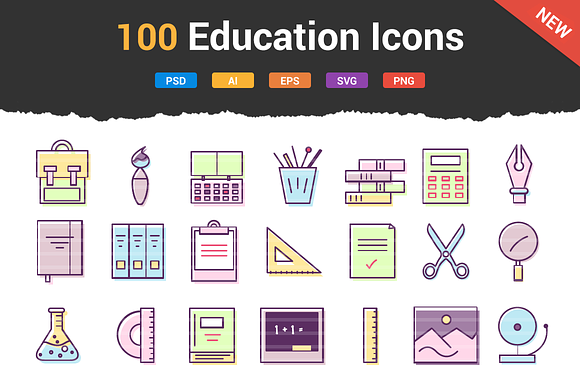 100 Education School Icons