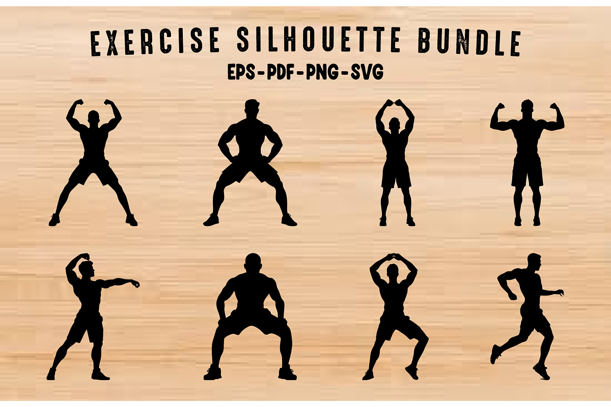 Exercise Silhouette SVG Clipart set, a Healthcare Illustration by Gfx Expert Team (Photo 1 of 3)