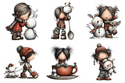 Quirky Winter Girl with Snowman Clip, an Illustration by Daily.Designs (Thumbnail 5 of 5)