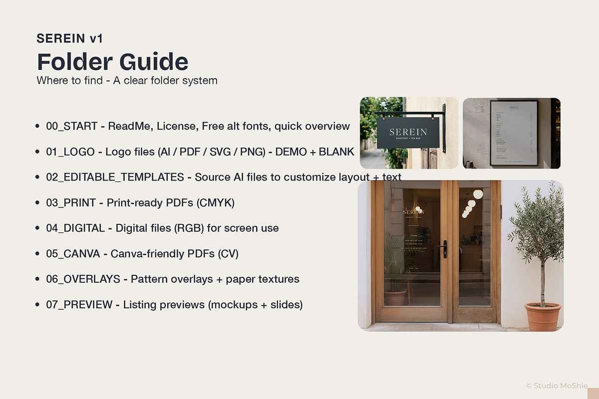 SEREIN V1. Minimal Café Branding Kit, a Branding & Logo Template by studio MoShie (Photo 8 of 9)